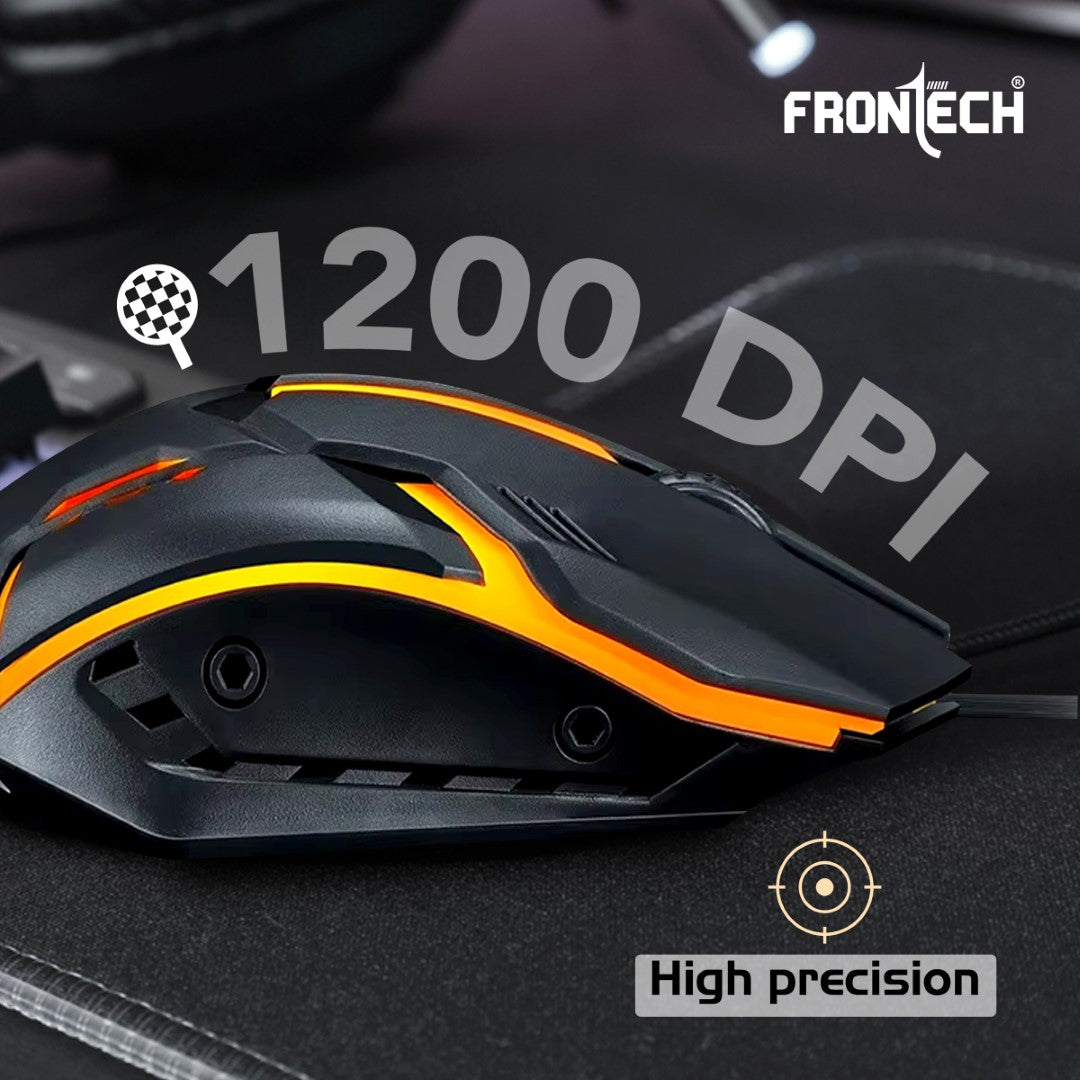 Frontech Wired USB Optical Mouse | RGB Light | 1200 DPI | Compact Grip | Plug & Play (MS-0070) Frontech Wired USB Optical Mouse | RGB Light | 1200 DPI | Compact Grip | Plug & Play (MS-0070)